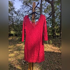 Wow! EUC Chelsea and Violet Sparkle Red Lace Dress
